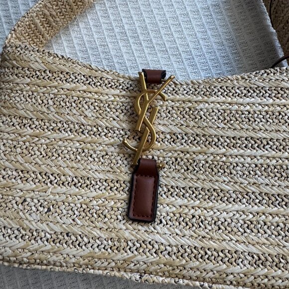 Saint Laurent Brown Le 5 à 7 Raffia Shoulder Bag - Picture 4 of 12